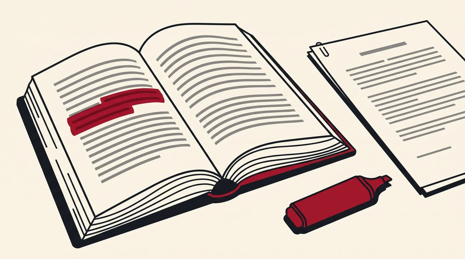 A contract, a highlighter and a copy of a state code volume open on a desk