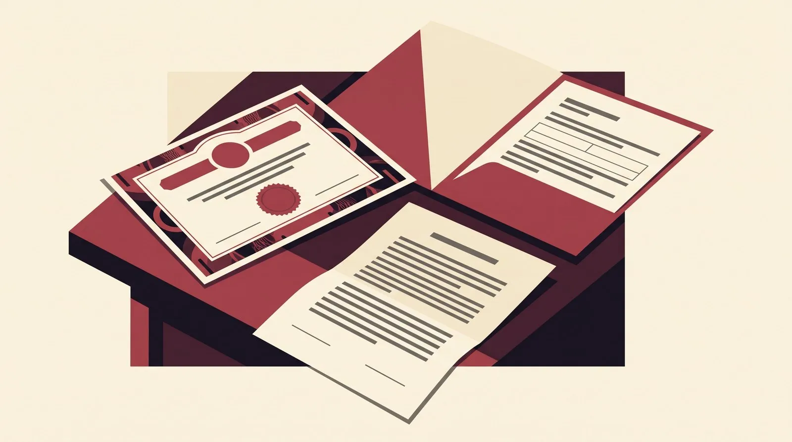 A bond certificate and a registration file open on a desk beside an unsigned agreement