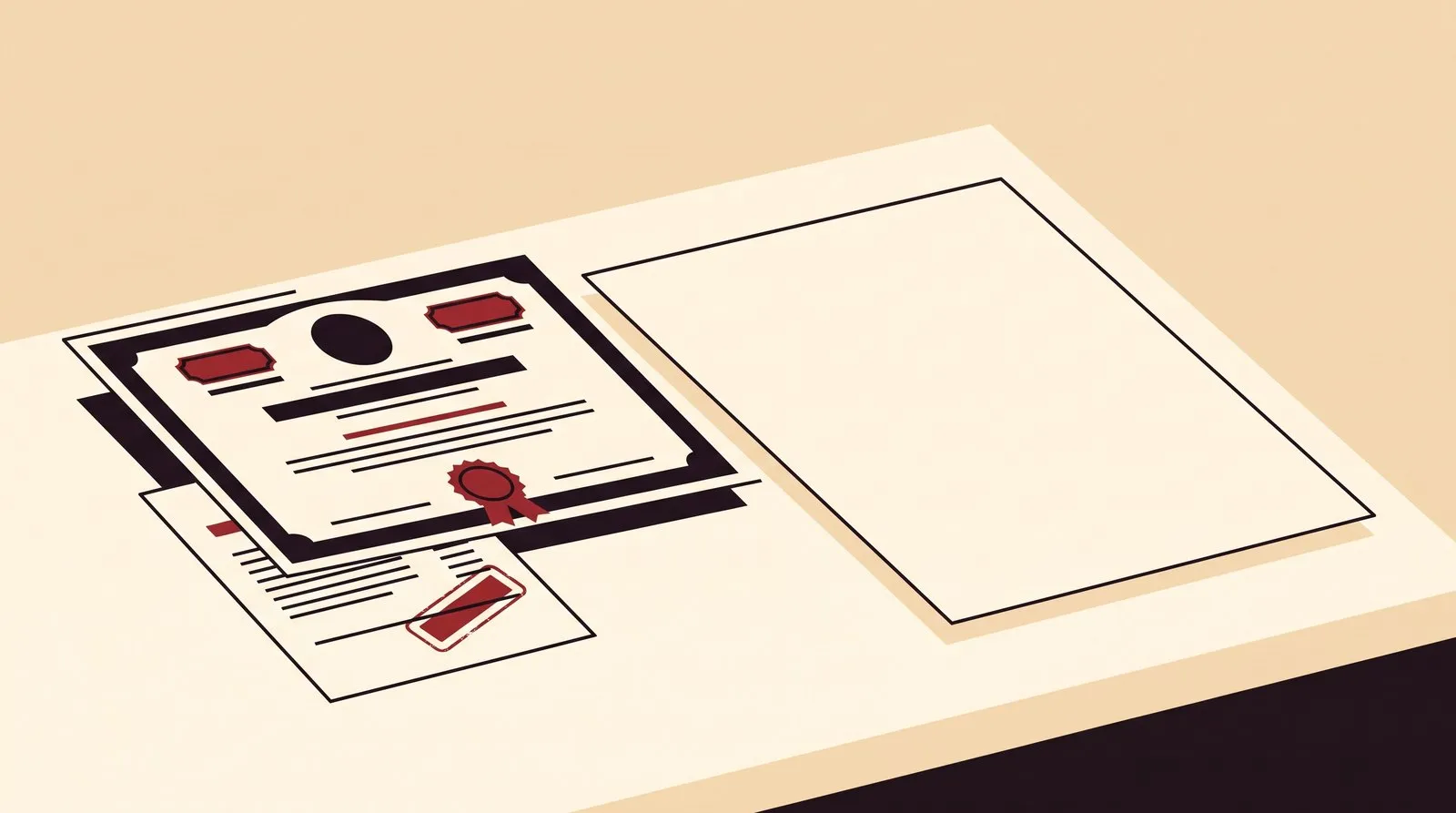 A bond certificate and a filing receipt on a desk, no disclosure document beside them